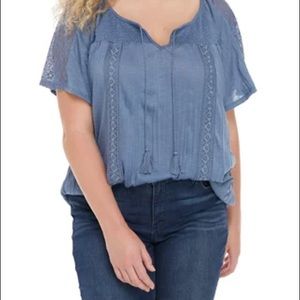 ‼️SOLD NWT Blue Smocked Peasant Top plus size